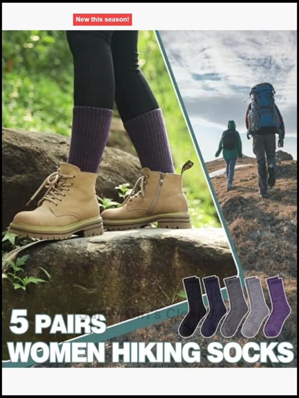 Merino Wool Hiking Socks Thermal Winter Thick Cushion Moisture Wicking Crew